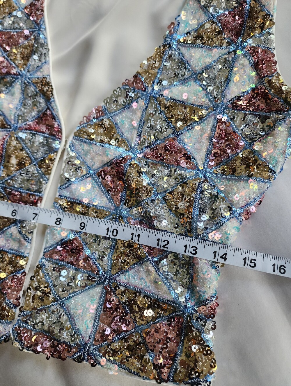 12TH TRIBE Nixie Multicolor Sequin Vest Geometric Cropped Size Small - Picture 12 of 13